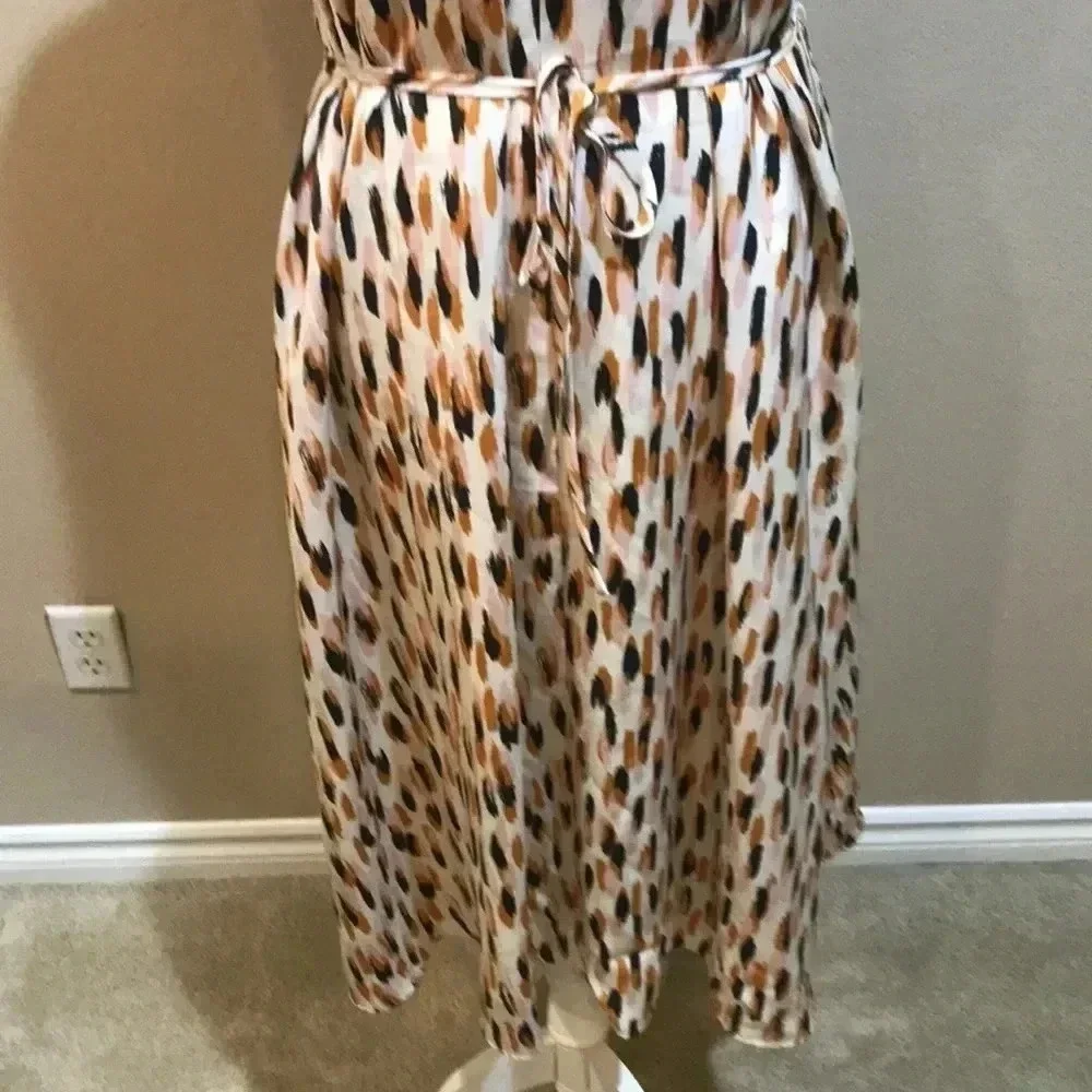 Banana Republic Twist Neck Halter Styling Midi Silk Look Fit and Flare Dress-MP